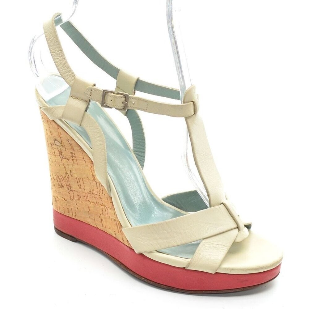 Nicole Farhi Cream Cork Platform Wedge Heels Sandals 36